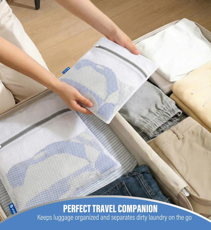 Premium Mesh Laundry Bags for Delicates with Auto-Lock Zipper - Durable Washing Bag Set for Blouse, Hosiery, Underwear, Bra, and Shoes ((Delicates))