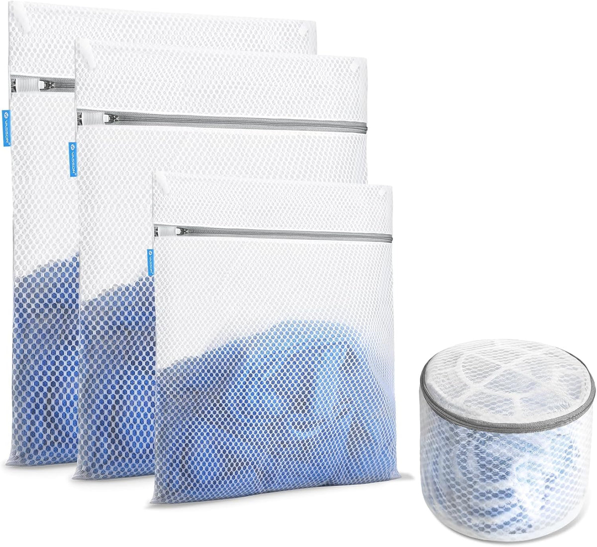 Premium Mesh Laundry Bags for Delicates with Auto-Lock Zipper - Durable Washing Bag Set for Blouse, Hosiery, Underwear, Bra, and Shoes ((Delicates))