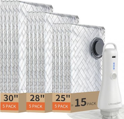 Vacuum Seal Bags for Clothing Travel Space Saver Storage with Pump Electric | Vacuum Storage Bags for Clothes, Luggage, Suitcase, Seasonal Storage Compression Packing Organizer, 9 Combo Travel Size