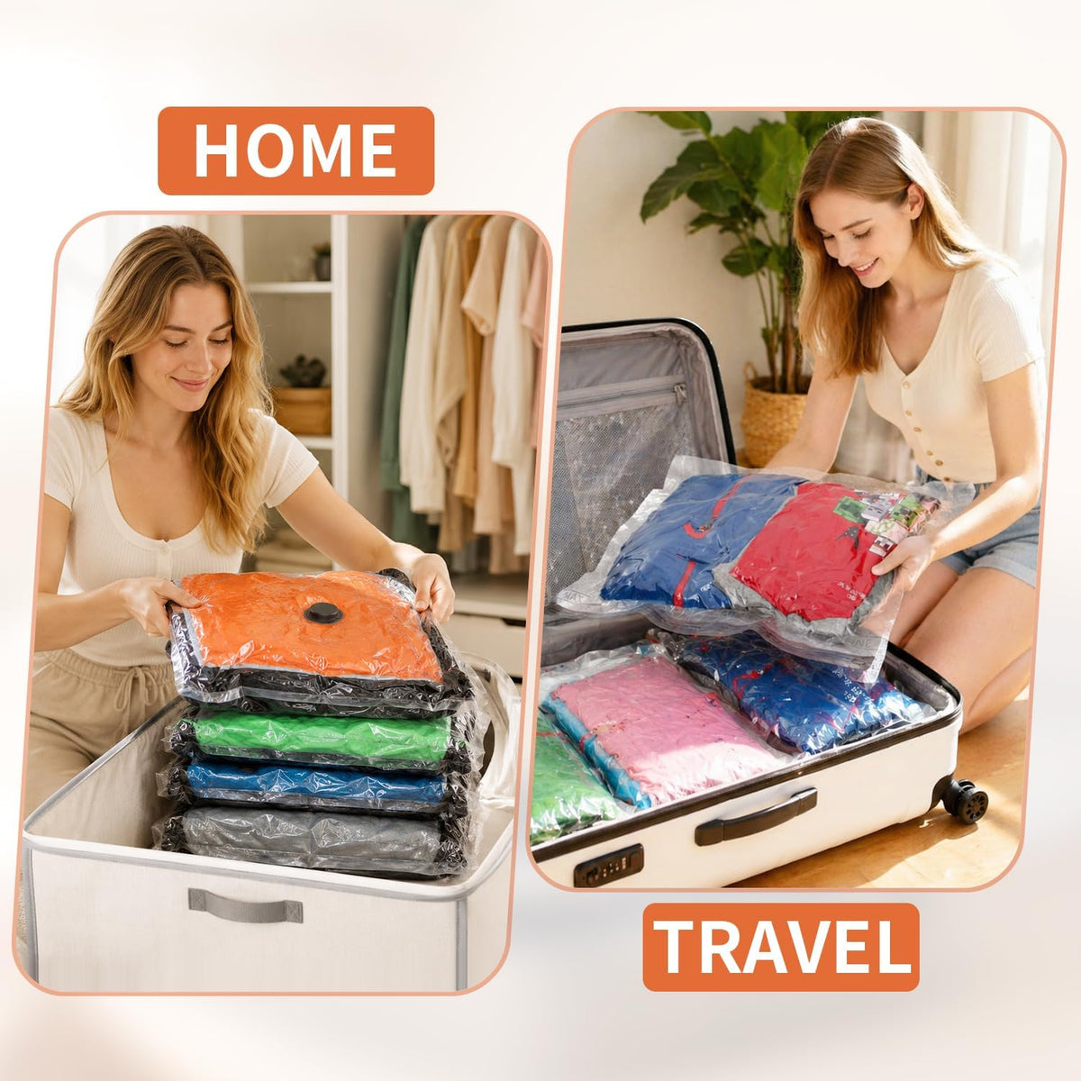 Vacuum Seal Bags for Clothing Travel Space Saver Storage with Pump Electric | Vacuum Storage Bags for Clothes, Luggage, Suitcase, Seasonal Storage Compression Packing Organizer, 9 Combo Travel Size