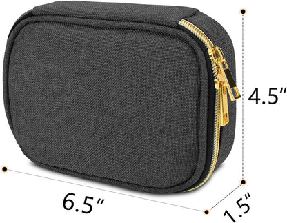 Small Jewelry Travel Case, Portable Jewelry Organizer Bag for Earrings, Necklace, Rings and More (Small, Quilted- Black)