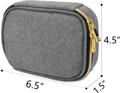 Small Jewelry Travel Case, Portable Jewelry Organizer Bag for Earrings, Necklace, Rings and More (Small, Quilted- Black)
