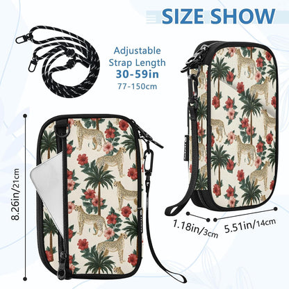Passport Holder Cheetahs in Flowers Neck Pouch Travel Wallet