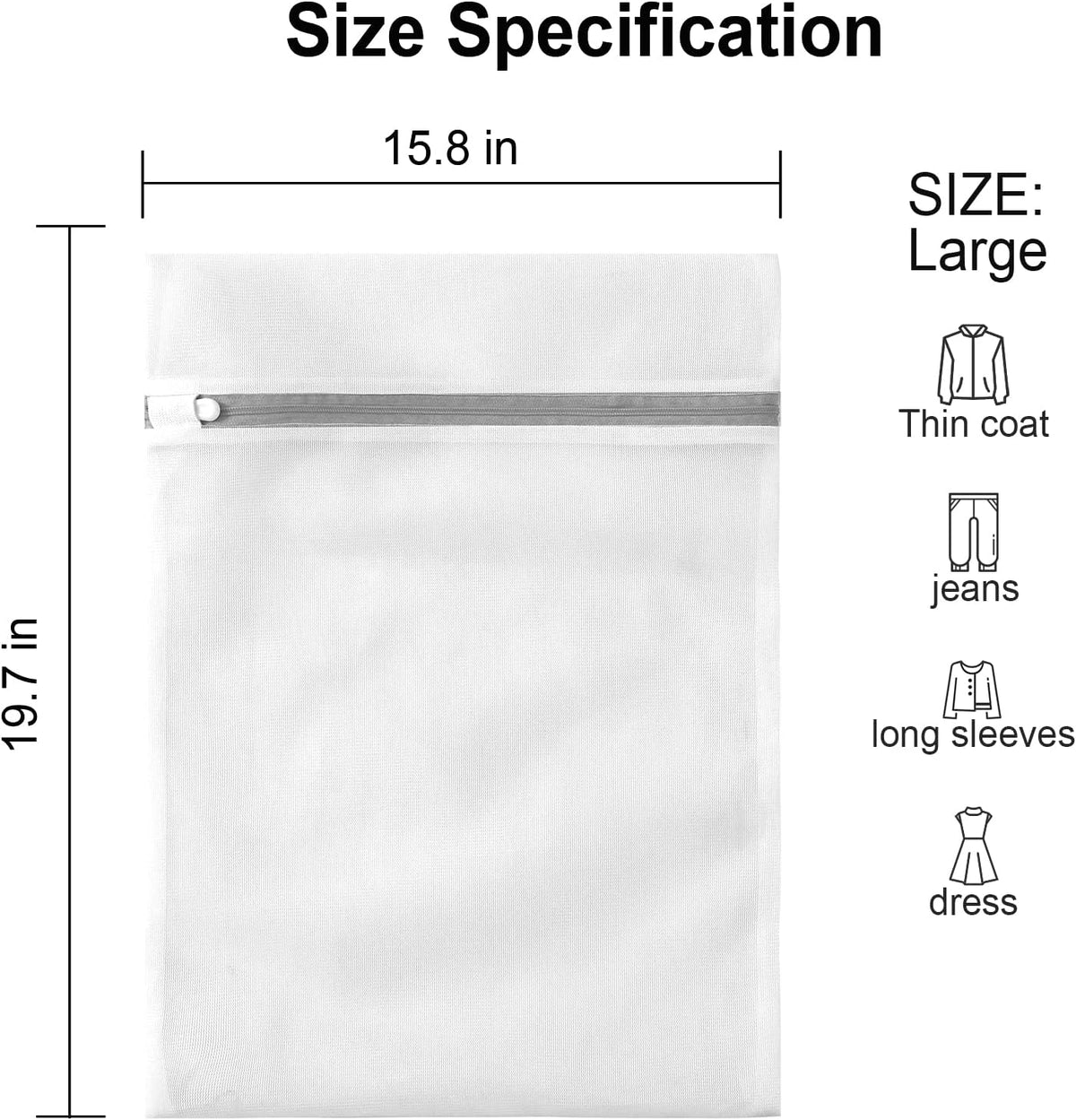 Mesh Laundry Bags for Delicates with Non Rust Zipper- MDSXO White Laundry Bags Mesh Wash Bags, Easy Fit Bra, Sock,Lingerie,Sneaker,Baby Laundry for Washing Machine Travel Storage[1XL/3L/3M/3S]