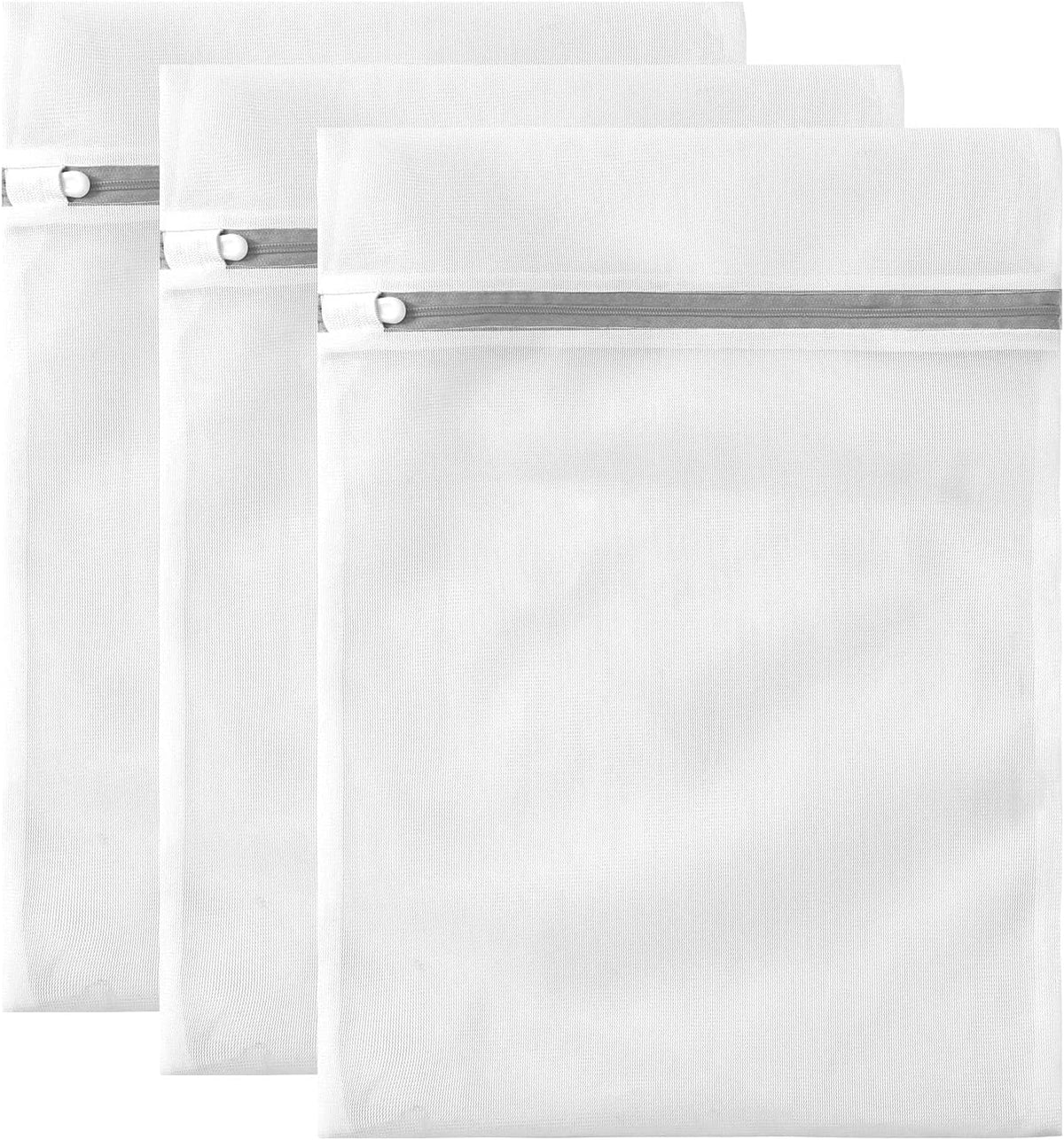 Mesh Laundry Bags for Delicates with Non Rust Zipper- MDSXO White Laundry Bags Mesh Wash Bags, Easy Fit Bra, Sock,Lingerie,Sneaker,Baby Laundry for Washing Machine Travel Storage[1XL/3L/3M/3S]