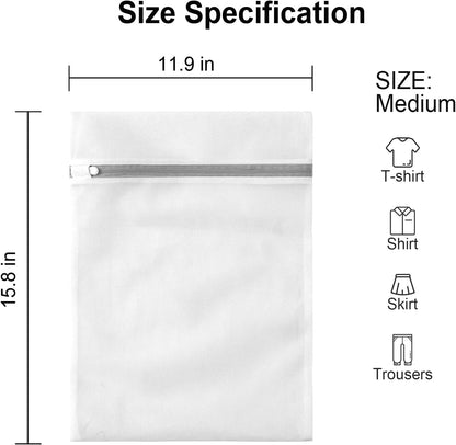 Mesh Laundry Bags for Delicates with Non Rust Zipper- MDSXO White Laundry Bags Mesh Wash Bags, Easy Fit Bra, Sock,Lingerie,Sneaker,Baby Laundry for Washing Machine Travel Storage[1XL/3L/3M/3S]