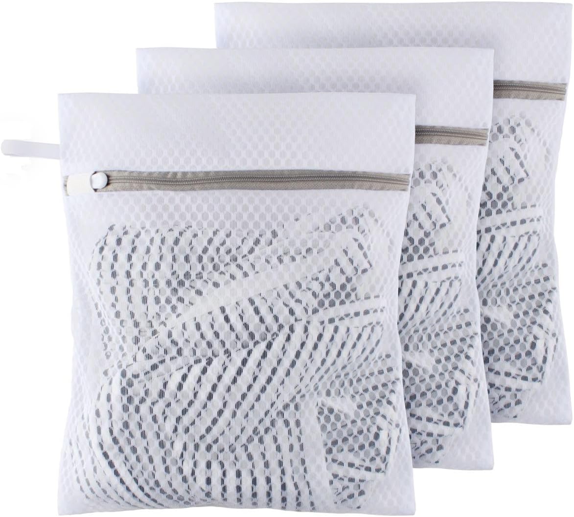 Mesh Laundry Bags for Delicates with Non Rust Zipper- MDSXO White Laundry Bags Mesh Wash Bags, Easy Fit Bra, Sock,Lingerie,Sneaker,Baby Laundry for Washing Machine Travel Storage[1XL/3L/3M/3S]