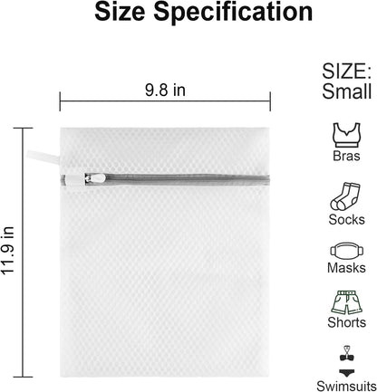 Mesh Laundry Bags for Delicates with Non Rust Zipper- MDSXO White Laundry Bags Mesh Wash Bags, Easy Fit Bra, Sock,Lingerie,Sneaker,Baby Laundry for Washing Machine Travel Storage[1XL/3L/3M/3S]