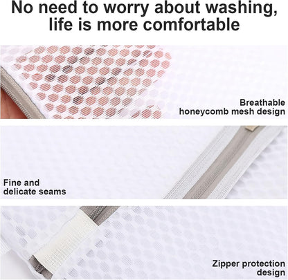 Mesh Laundry Bags for Delicates with Non Rust Zipper- MDSXO White Laundry Bags Mesh Wash Bags, Easy Fit Bra, Sock,Lingerie,Sneaker,Baby Laundry for Washing Machine Travel Storage[1XL/3L/3M/3S]