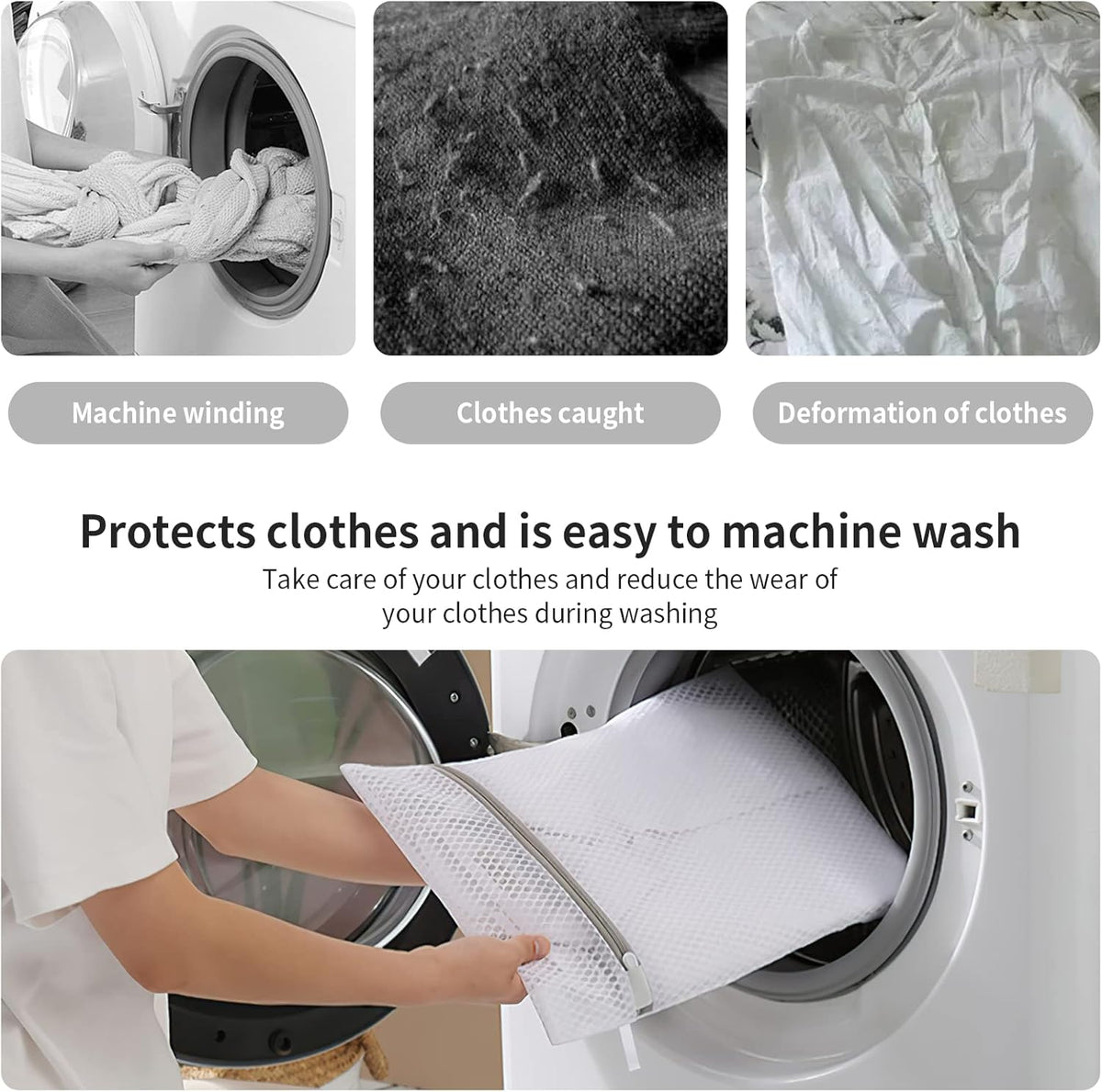 Mesh Laundry Bags for Delicates with Non Rust Zipper- MDSXO White Laundry Bags Mesh Wash Bags, Easy Fit Bra, Sock,Lingerie,Sneaker,Baby Laundry for Washing Machine Travel Storage[1XL/3L/3M/3S]