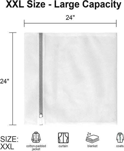 Mesh Laundry Bags for Delicates with Non Rust Zipper- MDSXO White Laundry Bags Mesh Wash Bags, Easy Fit Bra, Sock,Lingerie,Sneaker,Baby Laundry for Washing Machine Travel Storage[1XL/3L/3M/3S]