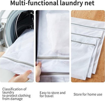 Mesh Laundry Bags for Delicates with Non Rust Zipper- MDSXO White Laundry Bags Mesh Wash Bags, Easy Fit Bra, Sock,Lingerie,Sneaker,Baby Laundry for Washing Machine Travel Storage[1XL/3L/3M/3S]