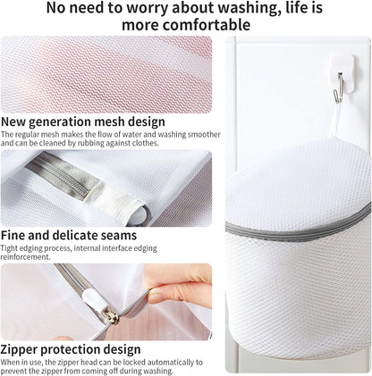 Mesh Laundry Bags for Delicates with Non Rust Zipper- MDSXO White Laundry Bags Mesh Wash Bags, Easy Fit Bra, Sock,Lingerie,Sneaker,Baby Laundry for Washing Machine Travel Storage[1XL/3L/3M/3S]