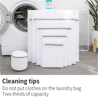 Mesh Laundry Bags for Delicates with Non Rust Zipper- MDSXO White Laundry Bags Mesh Wash Bags, Easy Fit Bra, Sock,Lingerie,Sneaker,Baby Laundry for Washing Machine Travel Storage[1XL/3L/3M/3S]