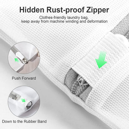 Mesh Laundry Bags for Delicates with Non Rust Zipper- MDSXO White Laundry Bags Mesh Wash Bags, Easy Fit Bra, Sock,Lingerie,Sneaker,Baby Laundry for Washing Machine Travel Storage[1XL/3L/3M/3S]