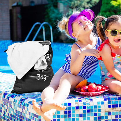 2 Pcs Large Travel Laundry Bags - Waterproof Wet/Dry, Washable, Drawstring, Bathing Suit, Workout, Gym Clothes, Swimming, Yoga - Green, Grey