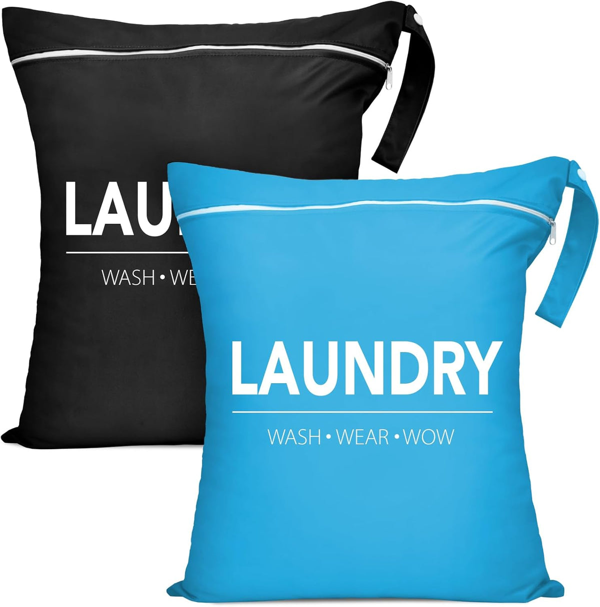2 Pcs Large Travel Laundry Bags - Waterproof Wet/Dry, Washable, Drawstring, Bathing Suit, Workout, Gym Clothes, Swimming, Yoga - Green, Grey