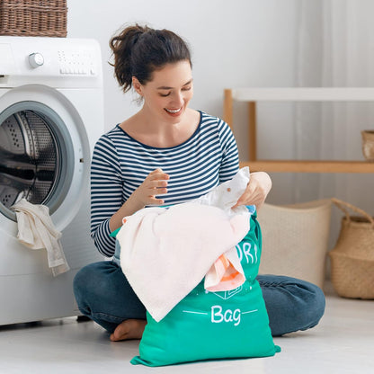 2 Pcs Large Travel Laundry Bags - Waterproof Wet/Dry, Washable, Drawstring, Bathing Suit, Workout, Gym Clothes, Swimming, Yoga - Green, Grey