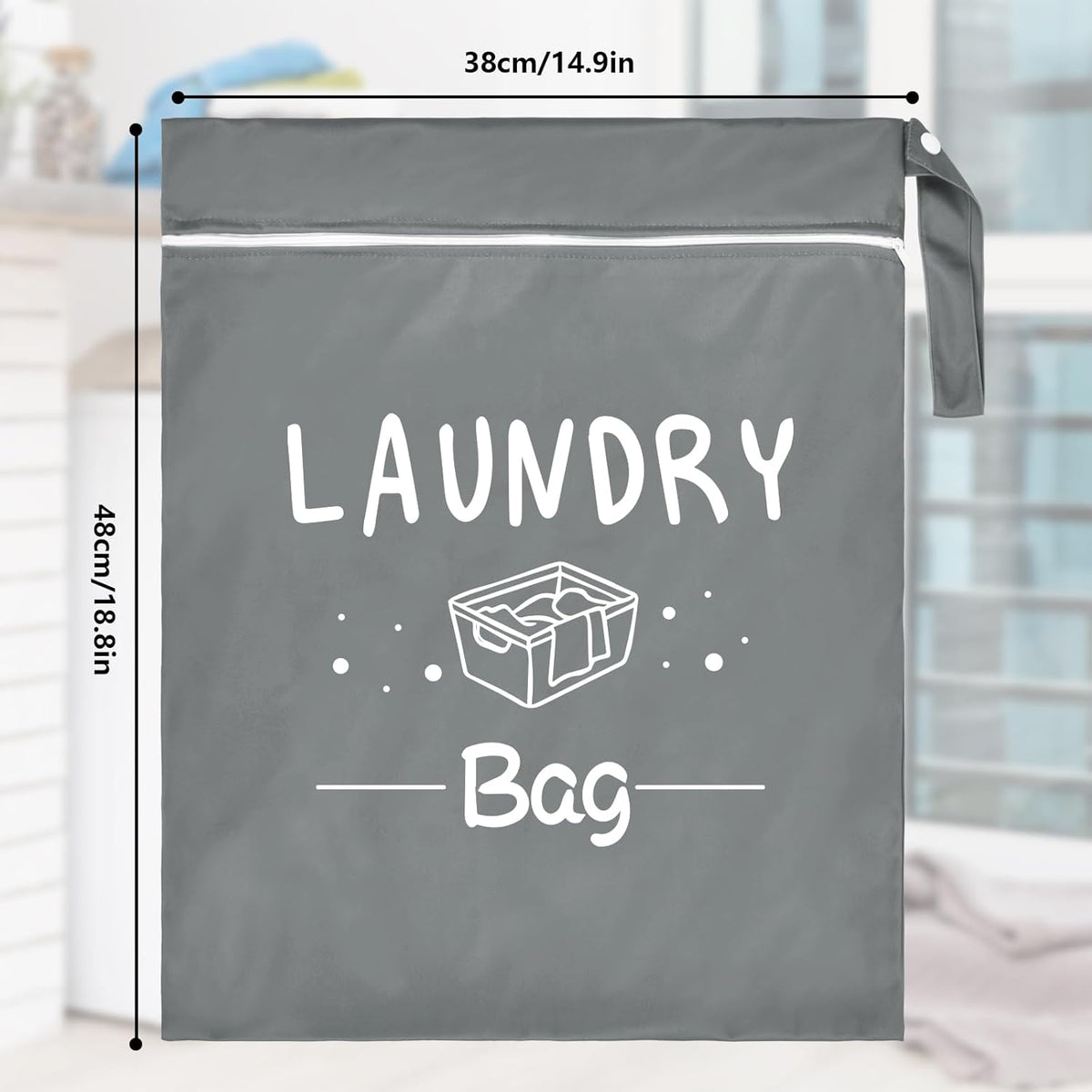 2 Pcs Large Travel Laundry Bags - Waterproof Wet/Dry, Washable, Drawstring, Bathing Suit, Workout, Gym Clothes, Swimming, Yoga - Green, Grey