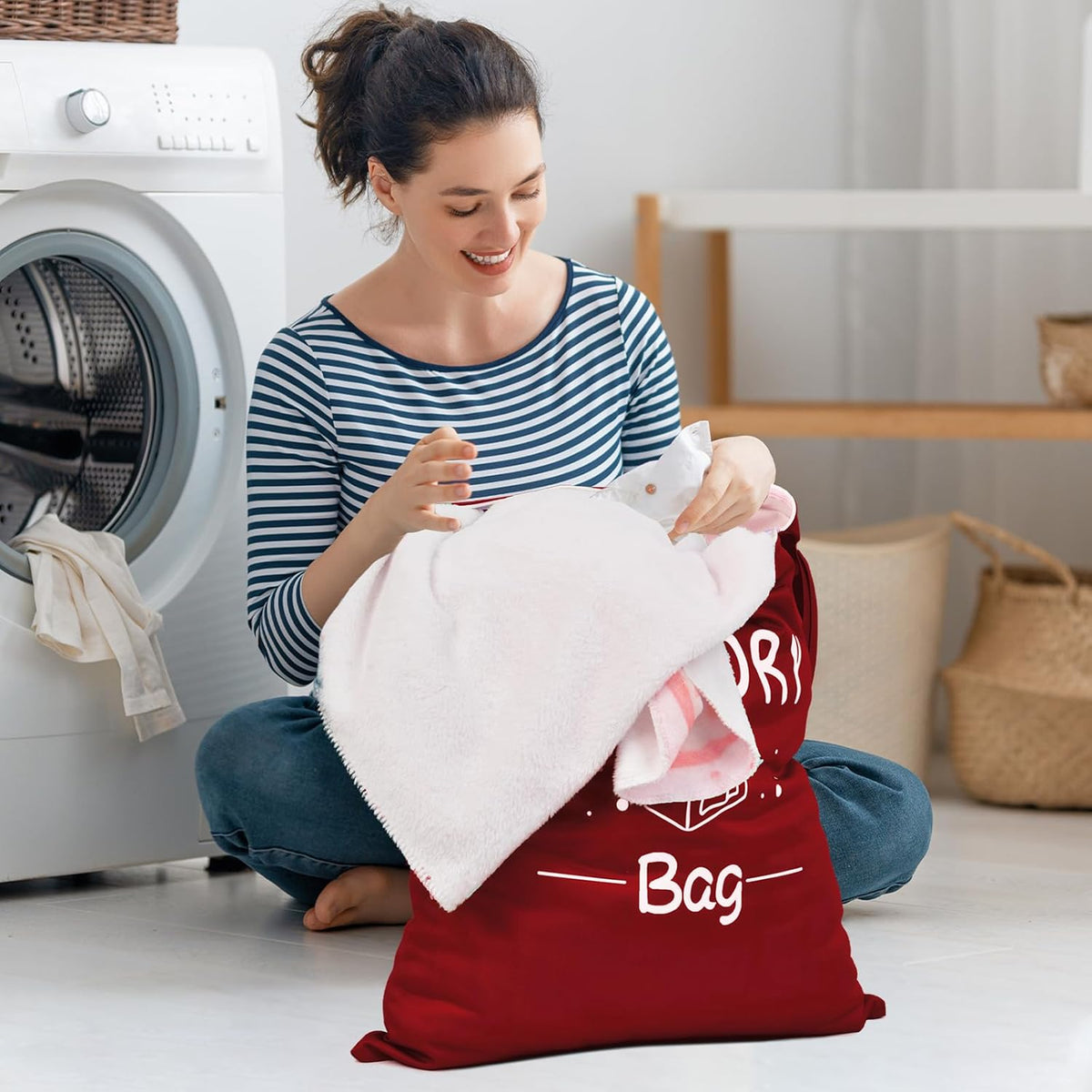 2 Pcs Large Travel Laundry Bags - Waterproof Wet/Dry, Washable, Drawstring, Bathing Suit, Workout, Gym Clothes, Swimming, Yoga - Green, Grey