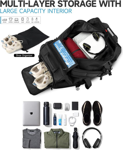 90L Rolling Duffel Bag with Wheels, 4-way Carry Foldable Large Travel Duffle with Backpack Straps & Shoe Compartment, Heavy Duty Luggage for Weekend, Camping, Moving, Includes 3 Organizers