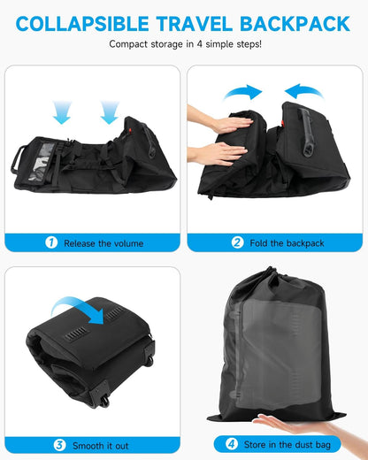 90L Rolling Duffel Bag with Wheels, 4-way Carry Foldable Large Travel Duffle with Backpack Straps & Shoe Compartment, Heavy Duty Luggage for Weekend, Camping, Moving, Includes 3 Organizers