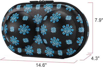 Premium Bra Case Lingerie Travel Bag Zip Underwear Organizer Bag for A-DD Cup (Blue Flower)