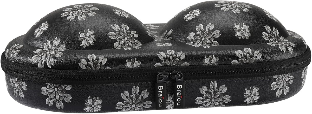 Premium Bra Case Lingerie Travel Bag Zip Underwear Organizer Bag for A-DD Cup (Blue Flower)