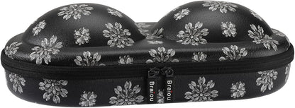 Premium Bra Case Lingerie Travel Bag Zip Underwear Organizer Bag for A-DD Cup (Blue Flower)