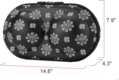 Premium Bra Case Lingerie Travel Bag Zip Underwear Organizer Bag for A-DD Cup (Blue Flower)