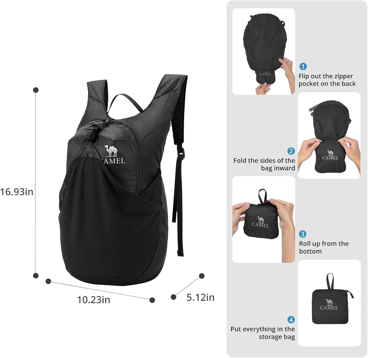 Foldable Hiking Backpack Lightweight Travel Backpack Waterproof Small packable backpack Men's and Women's Green-15L