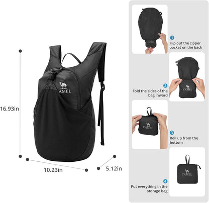 Foldable Hiking Backpack Lightweight Travel Backpack Waterproof Small packable backpack Men's and Women's Green-15L