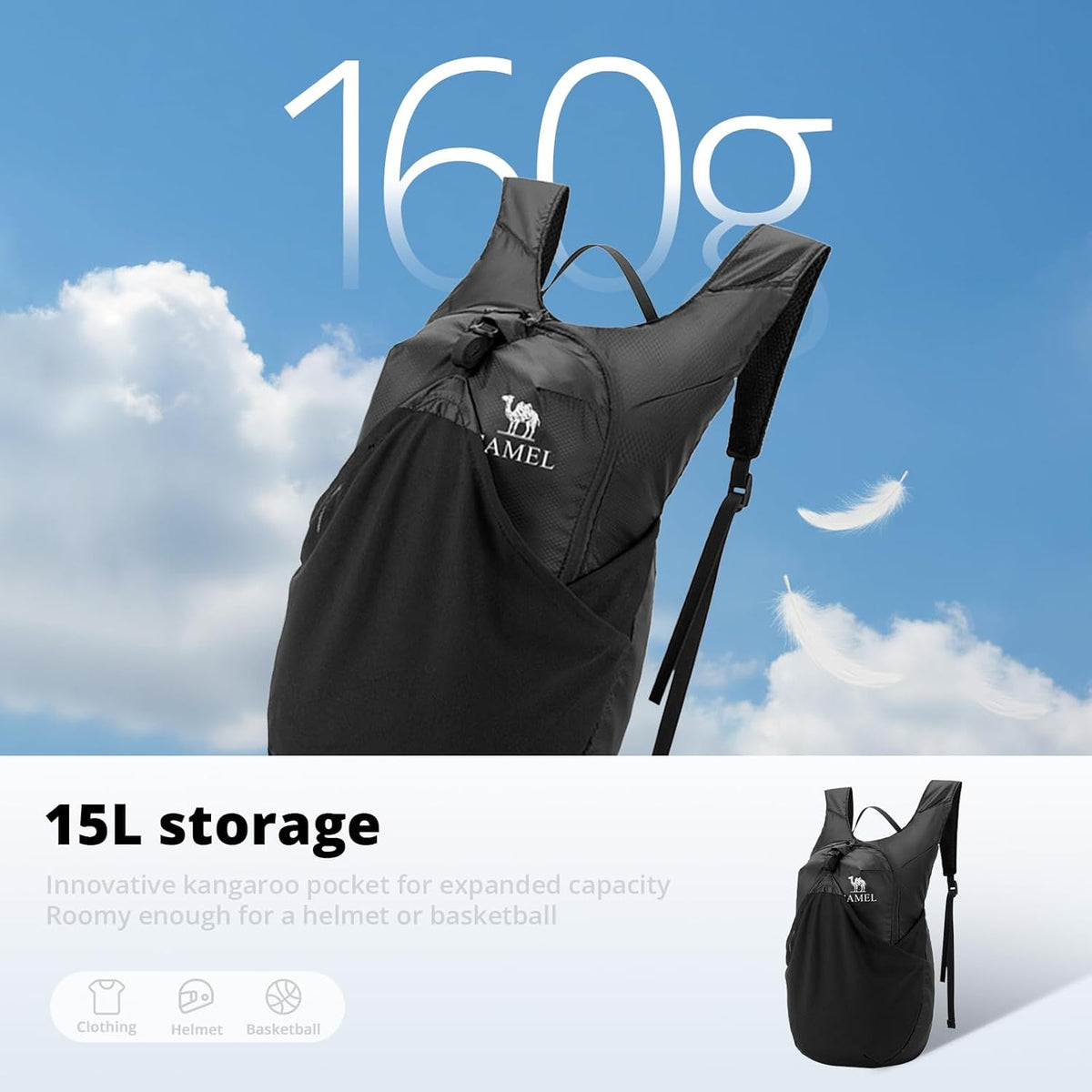 Foldable Hiking Backpack Lightweight Travel Backpack Waterproof Small packable backpack Men's and Women's Green-15L