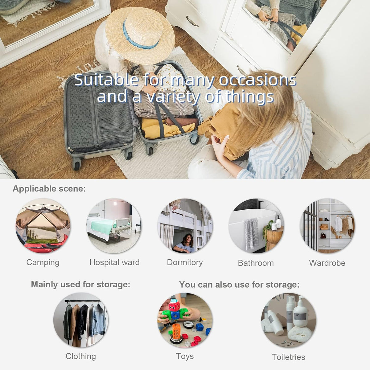 TABITORA Portable Hanging Travel Shelves Bag Packing Cube Organizer Suitcase Storage Large Capacity