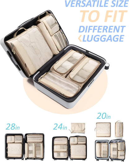 Keep Shape Packing Cubes, 7 Set for Travel, Lightweight Cubes, Suitcase Organizer Bags Set for Essentials