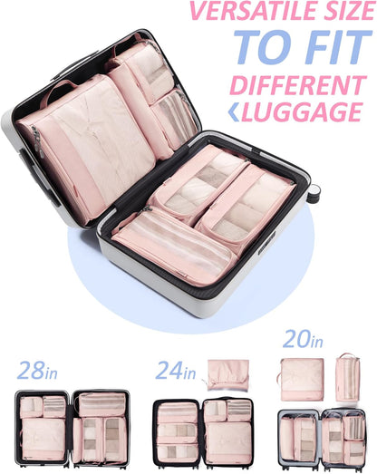 Keep Shape Packing Cubes, 7 Set for Travel, Lightweight Cubes, Suitcase Organizer Bags Set for Essentials