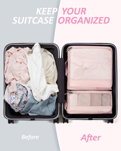 Keep Shape Packing Cubes, 7 Set for Travel, Lightweight Cubes, Suitcase Organizer Bags Set for Essentials