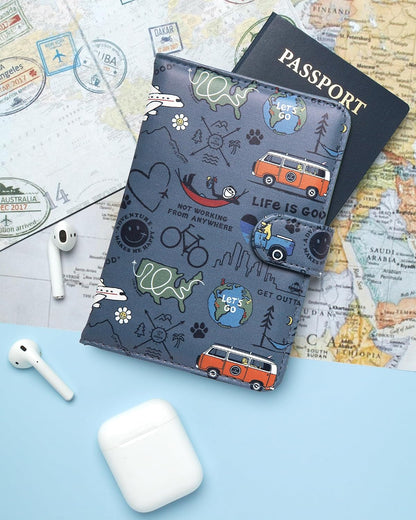 Travel Passport Cover, Card Slots, Snap Closure | Slim Design, Card Slots, Snap Closure, Fits Neatly in a Purse or Backpack, Keeps Documents and Boarding Pass Organized