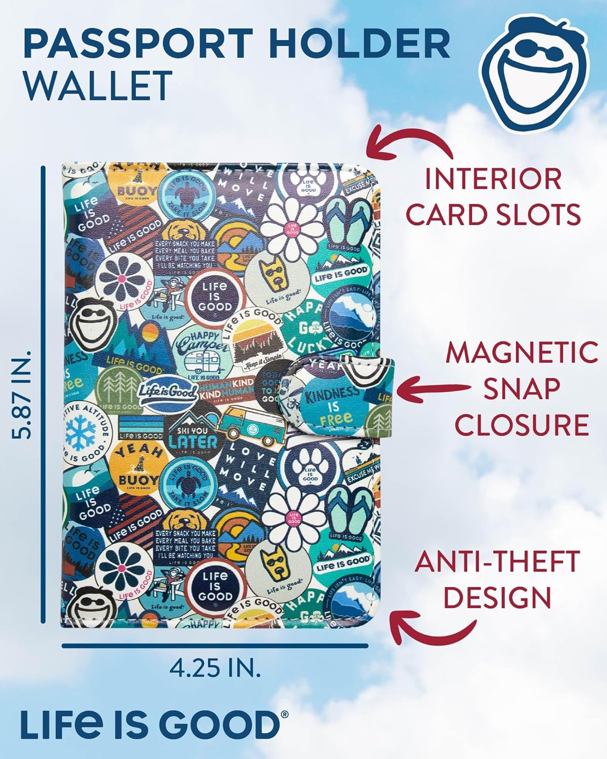 Travel Passport Cover, Card Slots, Snap Closure | Slim Design, Card Slots, Snap Closure, Fits Neatly in a Purse or Backpack, Keeps Documents and Boarding Pass Organized