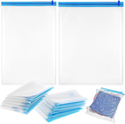 12pcs Vacuum Clothes Storage Bags and Roll up Compression Bags Portable Hand-rolled Space Saver 35x50cm 40x50cm for Travel and Luggage Organization