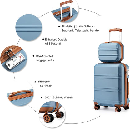15'' Underseat Carry On Luggage Airline Approved Lightweight | Anti-Scratch PC+ABS Hardshell Carry on Suitcase with Smooth Spinner Wheel, Overnight Carry on for Short Travel, Nude Pink