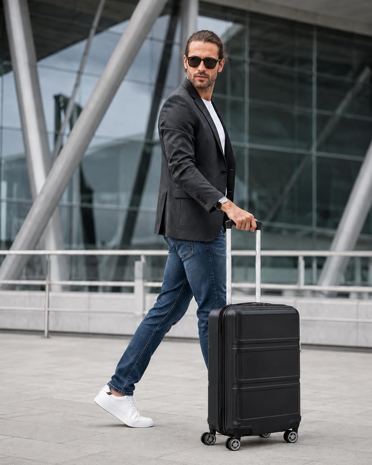 15'' Underseat Carry On Luggage Airline Approved Lightweight | Anti-Scratch PC+ABS Hardshell Carry on Suitcase with Smooth Spinner Wheel, Overnight Carry on for Short Travel, Nude Pink