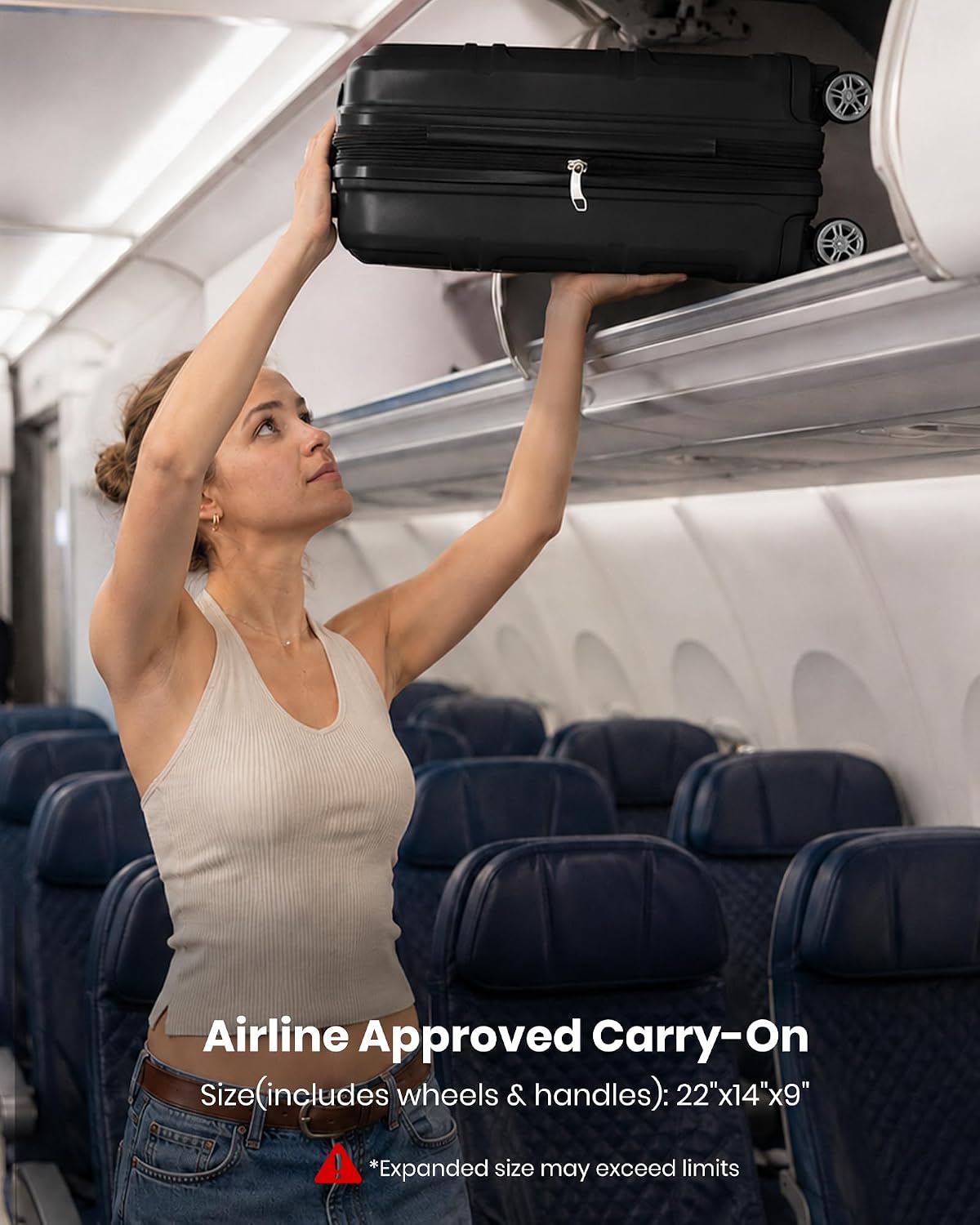 15'' Underseat Carry On Luggage Airline Approved Lightweight | Anti-Scratch PC+ABS Hardshell Carry on Suitcase with Smooth Spinner Wheel, Overnight Carry on for Short Travel, Nude Pink