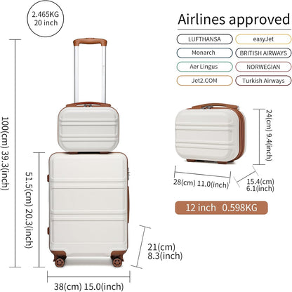 15'' Underseat Carry On Luggage Airline Approved Lightweight | Anti-Scratch PC+ABS Hardshell Carry on Suitcase with Smooth Spinner Wheel, Overnight Carry on for Short Travel, Nude Pink