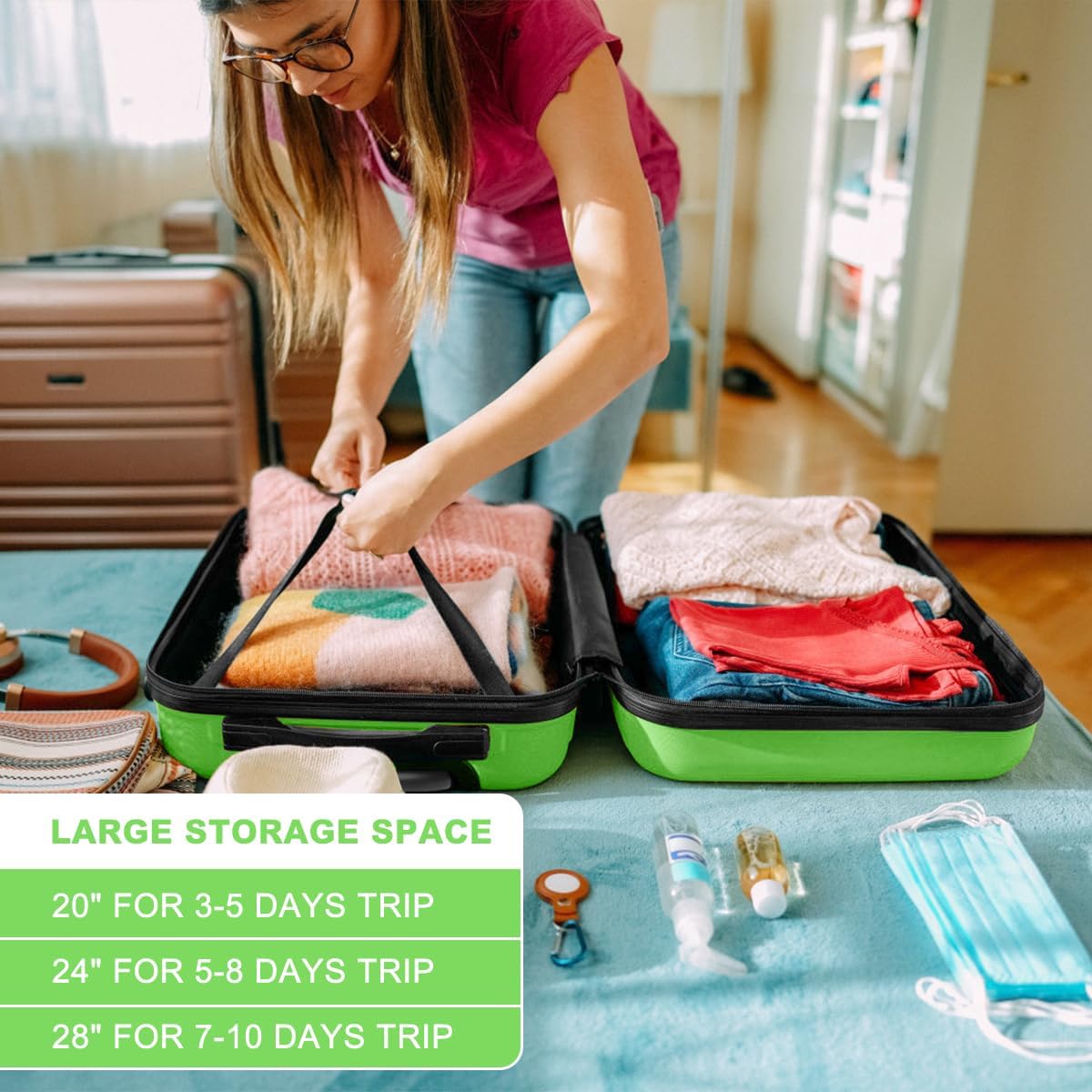 15'' Underseat Carry On Luggage Airline Approved Lightweight | Anti-Scratch PC+ABS Hardshell Carry on Suitcase with Smooth Spinner Wheel, Overnight Carry on for Short Travel, Nude Pink