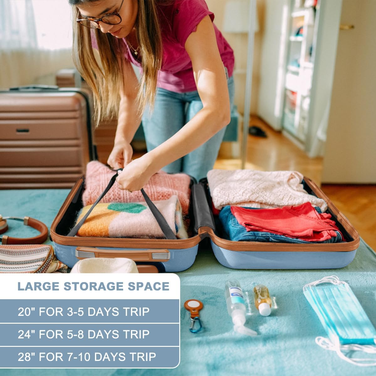 15'' Underseat Carry On Luggage Airline Approved Lightweight | Anti-Scratch PC+ABS Hardshell Carry on Suitcase with Smooth Spinner Wheel, Overnight Carry on for Short Travel, Nude Pink
