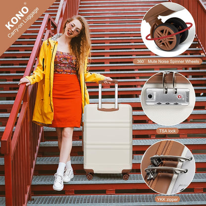 15'' Underseat Carry On Luggage Airline Approved Lightweight | Anti-Scratch PC+ABS Hardshell Carry on Suitcase with Smooth Spinner Wheel, Overnight Carry on for Short Travel, Nude Pink