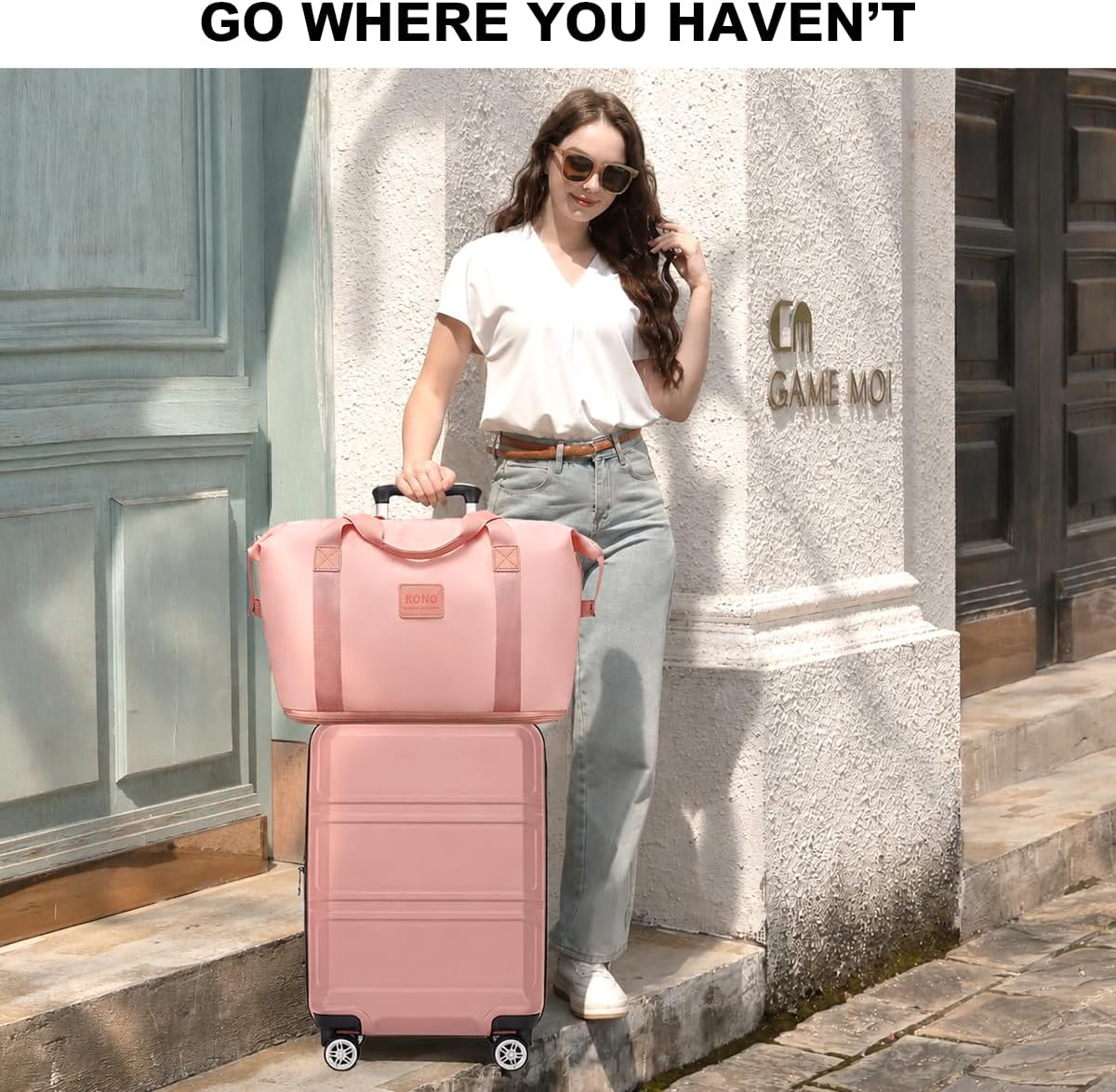 15'' Underseat Carry On Luggage Airline Approved Lightweight | Anti-Scratch PC+ABS Hardshell Carry on Suitcase with Smooth Spinner Wheel, Overnight Carry on for Short Travel, Nude Pink