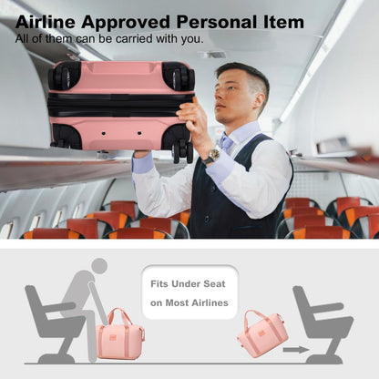 15'' Underseat Carry On Luggage Airline Approved Lightweight | Anti-Scratch PC+ABS Hardshell Carry on Suitcase with Smooth Spinner Wheel, Overnight Carry on for Short Travel, Nude Pink