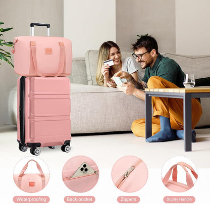 15'' Underseat Carry On Luggage Airline Approved Lightweight | Anti-Scratch PC+ABS Hardshell Carry on Suitcase with Smooth Spinner Wheel, Overnight Carry on for Short Travel, Nude Pink